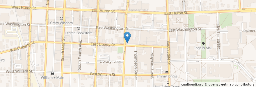 Mapa de ubicacion de Bar Louie en Stati Uniti D'America, Michigan, Washtenaw County, Ann Arbor.