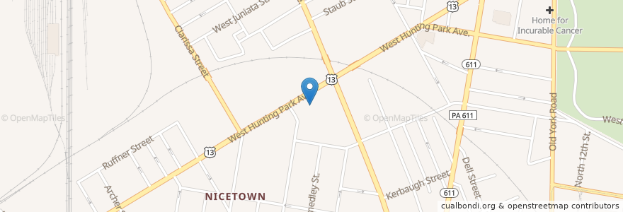 Mapa de ubicacion de Triumph Baptist Church en 미국, 펜실베이니아, Philadelphia County, 필라델피아.