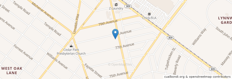Mapa de ubicacion de Remnant Church of God en الولايات المتّحدة الأمريكيّة, بنسيلفانيا, Philadelphia County, فيلادلفيا.