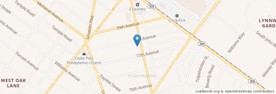 Mapa de ubicacion de Remant Church of God en United States, Pennsylvania, Philadelphia County, Philadelphia.
