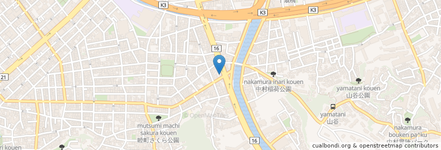 Mapa de ubicacion de 鶴岡仁成薬局 en Japan, Kanagawa Prefecture, Yokohama, Minami Ward.