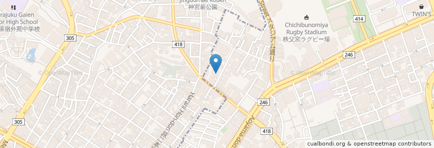 Mapa de ubicacion de 原宿教会 en Japón, Tokio, Shibuya.