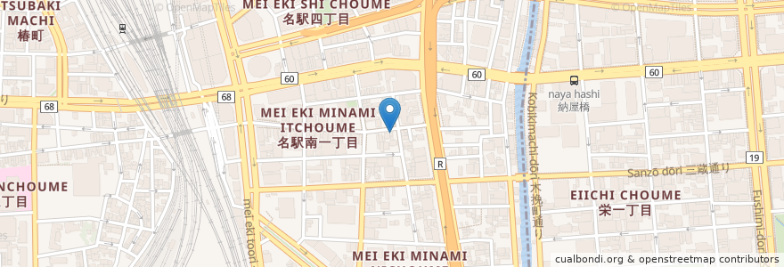 Mapa de ubicacion de 十三番屋スタンド en Japon, Préfecture D'Aichi, 名古屋市, 中村区.