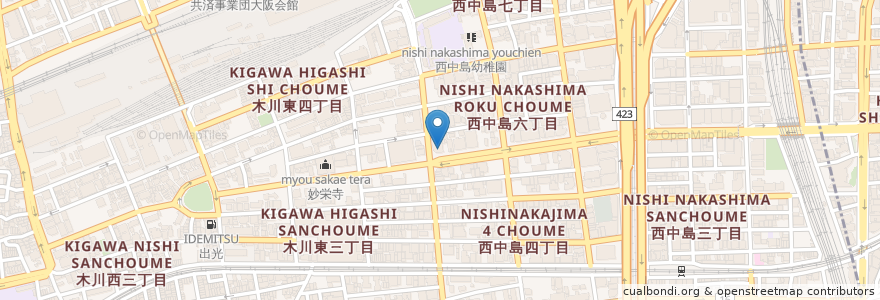 Mapa de ubicacion de 鳥取食堂 Dondoroke en Japon, Préfecture D'Osaka, 大阪市, 淀川区.