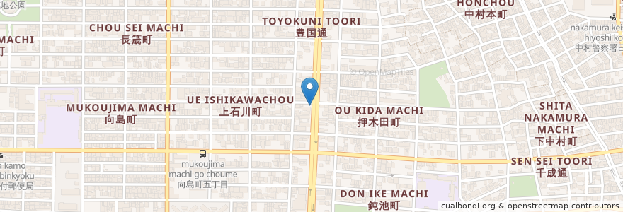 Mapa de ubicacion de 豊国通2交差点南西 en اليابان, 愛知県, 名古屋市, 中村区.