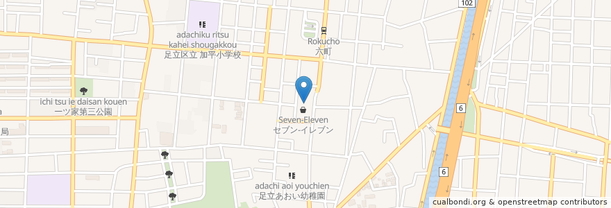 Mapa de ubicacion de 常陽銀行 en Japão, Tóquio, 足立区.