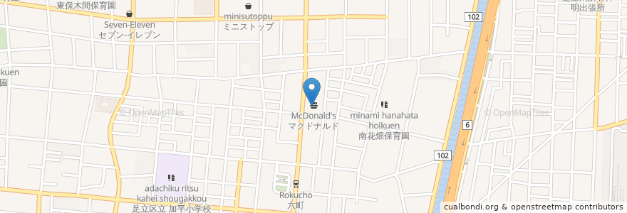 Mapa de ubicacion de マクドナルド en 日本, 东京都/東京都, 足立区.