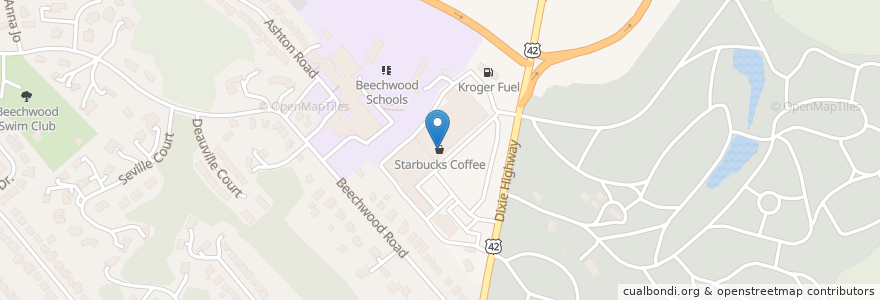 Mapa de ubicacion de Starbucks en Vereinigte Staaten Von Amerika, Kentucky, Kenton County, Fort Mitchell.