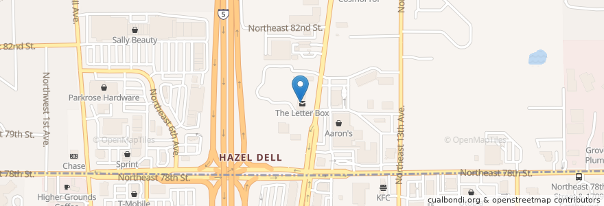 Mapa de ubicacion de The Letter Box en 美利坚合众国/美利堅合眾國, 华盛顿州 / 華盛頓州, Clark County, Hazel Dell.