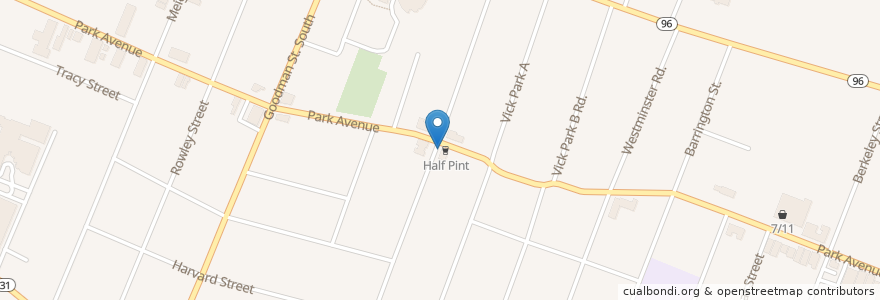 Mapa de ubicacion de Half Pint Pub en Estados Unidos De América, Nueva York, Monroe County, Rochester.