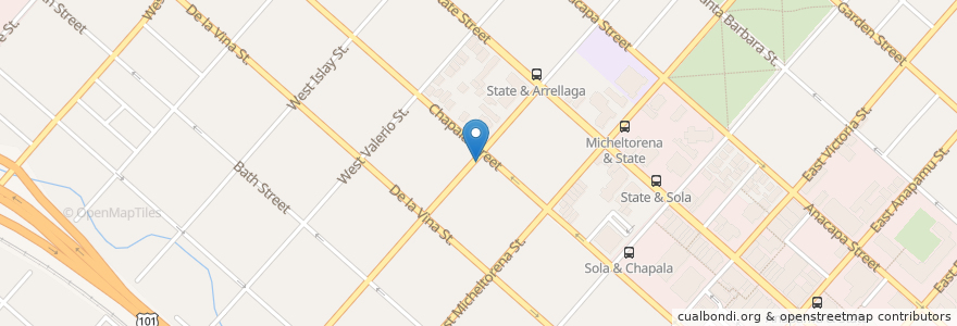 Mapa de ubicacion de USPS Mailbox en Amerika Syarikat, California, Santa Barbara County, Santa Barbara.
