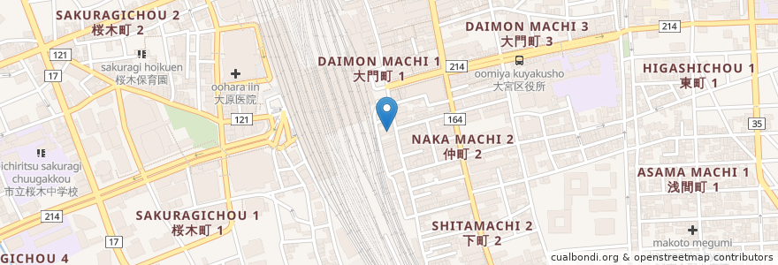 Mapa de ubicacion de カラオケ館 en Giappone, Prefettura Di Saitama, さいたま市, 大宮区.