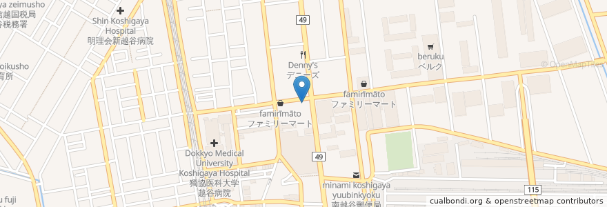 Mapa de ubicacion de 和食さと en 日本, 埼玉県, 越谷市.