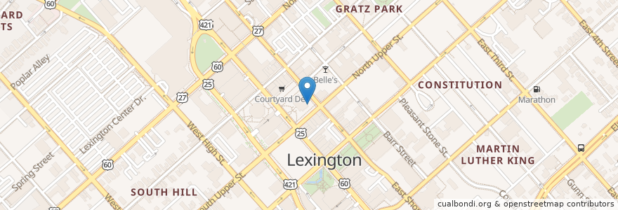 Mapa de ubicacion de Cheapside Slave Auction Block en United States, Kentucky, Fayette County, Lexington.