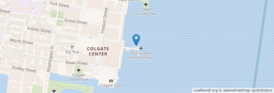 Mapa de ubicacion de Paulus Hook Ferry Terminal en Verenigde Staten, New Jersey, Hudson County, Jersey City.