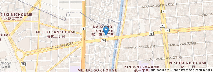 Mapa de ubicacion de ばつぐんや en 日本, 愛知県, 名古屋市, 中村区.