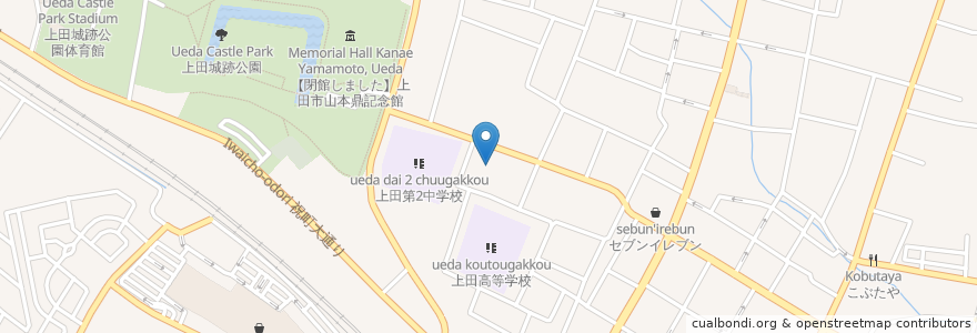 Mapa de ubicacion de 上田市役所 en Japón, Prefectura De Nagano, 上田市.