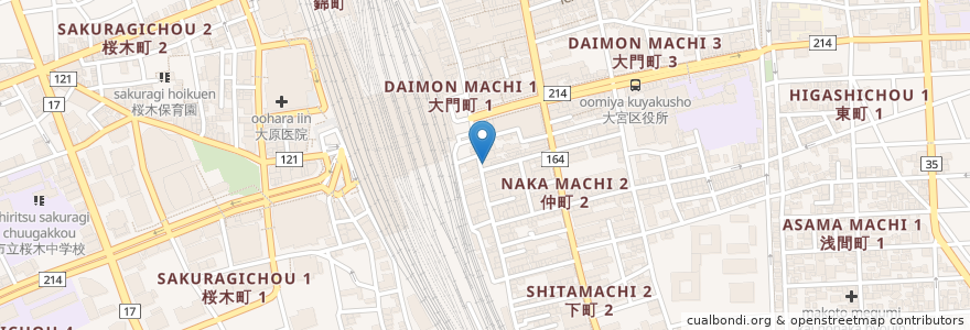 Mapa de ubicacion de 金の蔵 en 日本, 埼玉県, さいたま市, 大宮区.