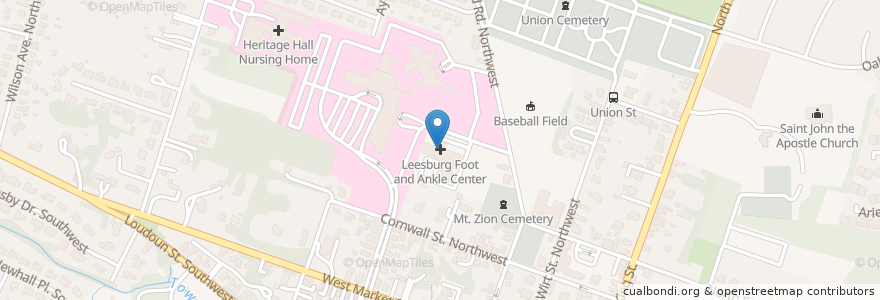 Mapa de ubicacion de Leesburg Foot and Ankle Center en アメリカ合衆国, バージニア州, Loudoun County, Leesburg.