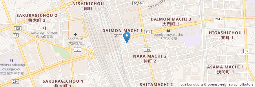 Mapa de ubicacion de いづみや本店 en 日本, 埼玉县, 埼玉市, 大宮区.