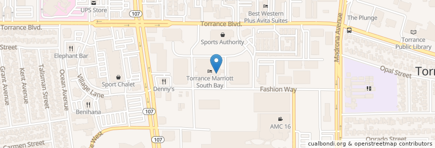 Mapa de ubicacion de Hertz en Amerika Birleşik Devletleri, Kaliforniya, Los Angeles County, Torrance.