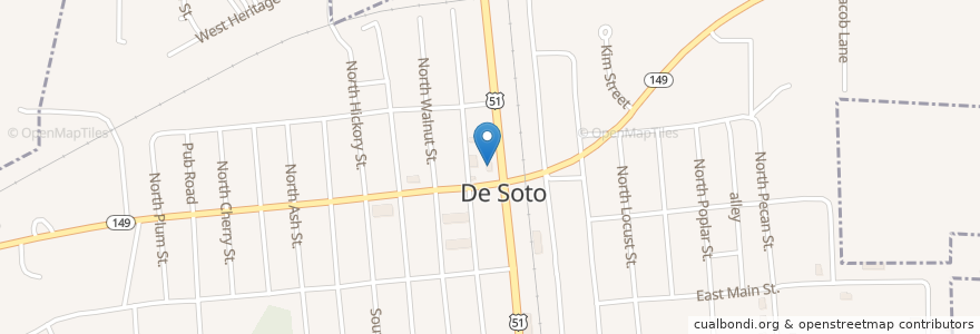 Mapa de ubicacion de 4 Way Quick Stop en 미국, 일리노이, Jackson County, De Soto.