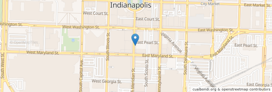 Mapa de ubicacion de Merchant's Garage en 미국, 인디애나 주, Indianapolis.