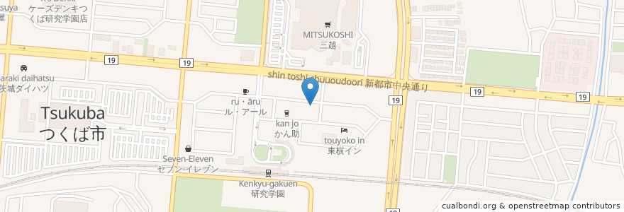 Mapa de ubicacion de 豚右衛門 en Japan, Präfektur Ibaraki, つくば市.