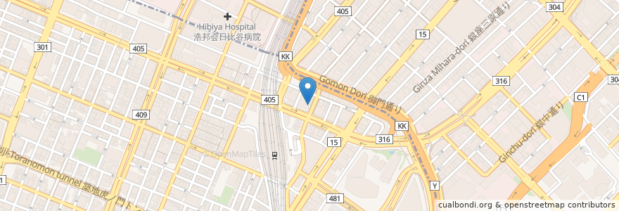 Mapa de ubicacion de 味の時計台 en Japon, Tokyo, 港区.