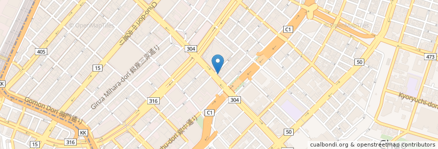 Mapa de ubicacion de サブウェイ en Japonya, 東京都, 中央区.
