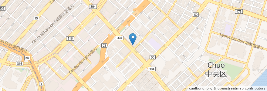 Mapa de ubicacion de 三菱東京UFJ銀行 en ژاپن, 東京都, 中央区.