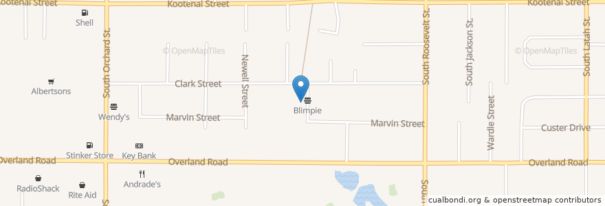 Mapa de ubicacion de Blimpie en 美利坚合众国/美利堅合眾國, 爱达荷州 / 愛達荷州, Ada County, Boise.