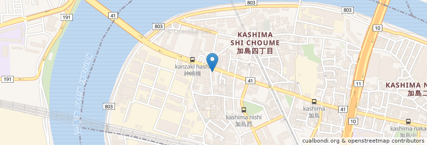 Mapa de ubicacion de 松下整骨院 en Japão, 兵庫県, 大阪市, 尼崎市.