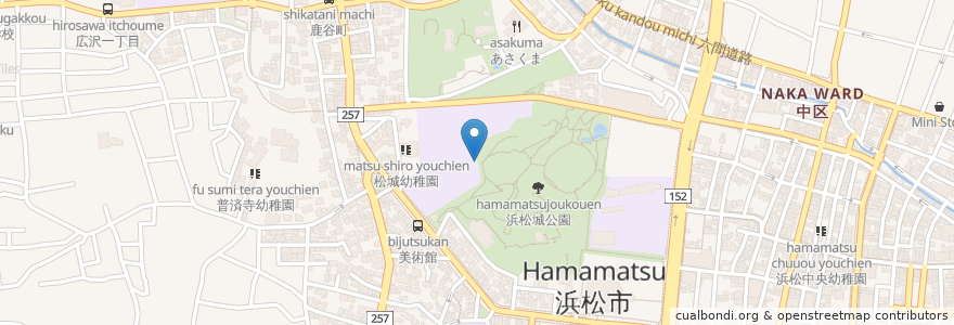 Mapa de ubicacion de ベンチ×5 en 일본, 시즈오카현, 浜松市, 中区.