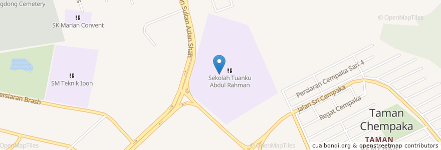 Mapa de ubicacion de Sekolah Tuanku Abdul Rahman (STAR) en Malesia, Perak.