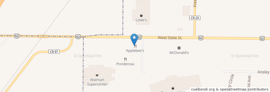 Mapa de ubicacion de Applebee's en United States, Ohio, Stark County.