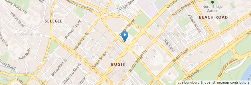 Mapa de ubicacion de Bugis MRT station en Singapura, Central.