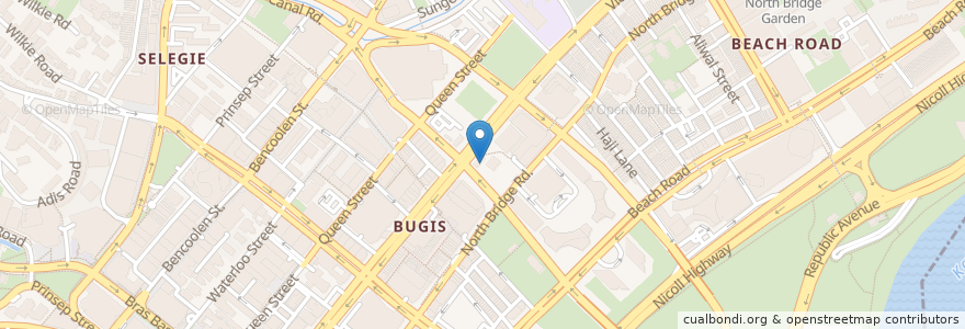 Mapa de ubicacion de Bugis MRT station en Singapura, Central.