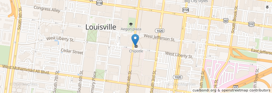 Mapa de ubicacion de Chipotle en United States, Kentucky, Jefferson County, Louisville.