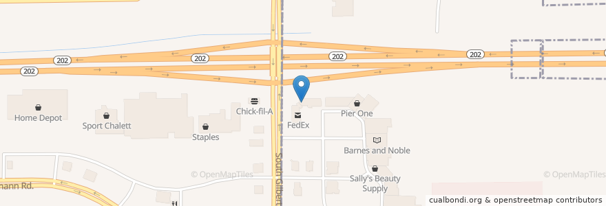 Mapa de ubicacion de Chipotle en 미국, 애리조나, Maricopa County, Gilbert.