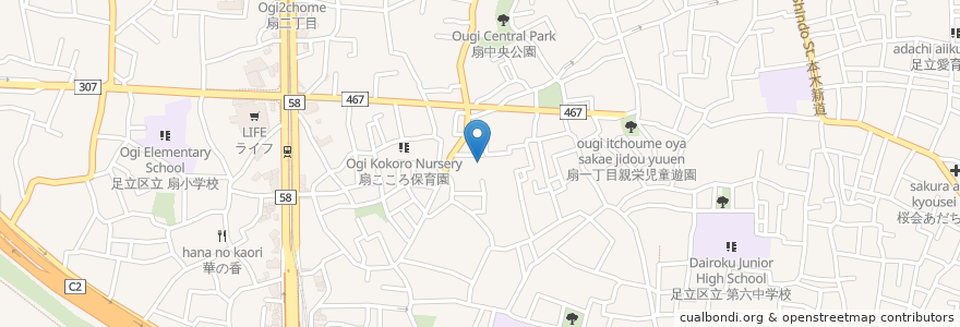 Mapa de ubicacion de じゃすみん扇 en Japonya, 東京都, 足立区.