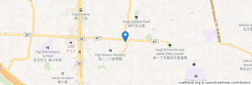Mapa de ubicacion de そば酒楽　実平 en 日本, 東京都, 足立区.