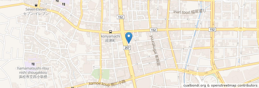 Mapa de ubicacion de とん兵衛 en 日本, 静岡県, 浜松市, 中区.