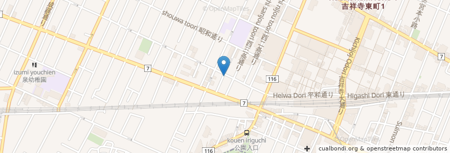 Mapa de ubicacion de ミニカーカフェ en Japón, Tokio, Musashino.