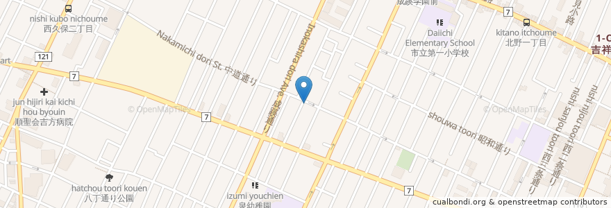 Mapa de ubicacion de かうひいや en Japan, Tokio, 武蔵野市.