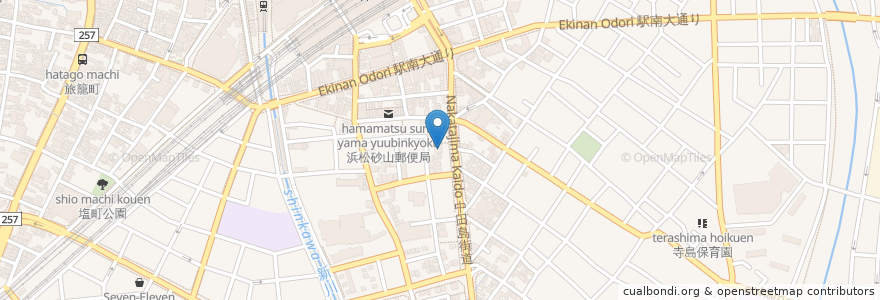 Mapa de ubicacion de 砂山町公会堂 en Japão, 静岡県, 浜松市, 中区.