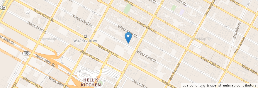 Mapa de ubicacion de Westside Theatre en Соединённые Штаты Америки, Нью-Йорк, Нью-Йорк, Округ Нью-Йорк, Манхэттен, Manhattan Community Board 4.
