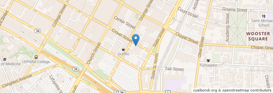 Mapa de ubicacion de Cedarhurst Cafe en 美利坚合众国/美利堅合眾國, 康涅狄格州 / 康乃狄克州, New Haven County, New Haven.