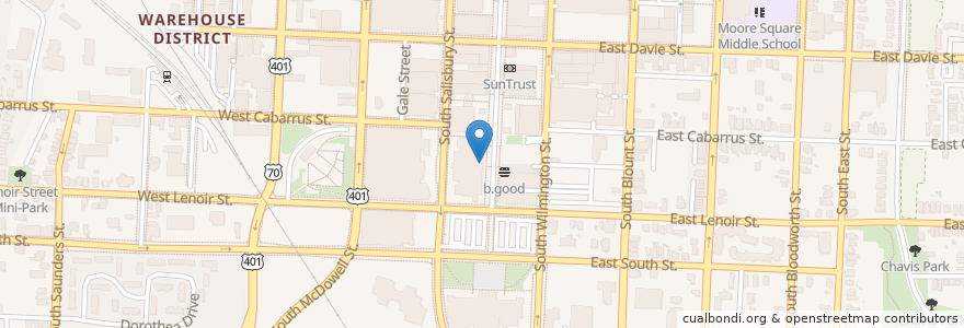 Mapa de ubicacion de Rye Bar & Southern Kitchen en Amerika Syarikat, Carolina Utara, Wake County, Raleigh.