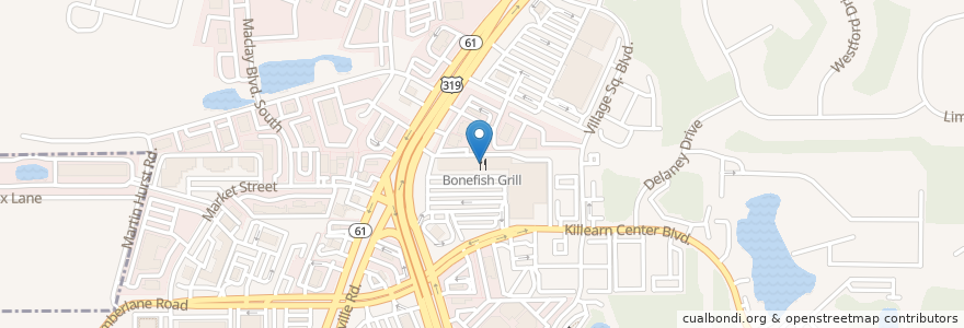 Mapa de ubicacion de Bonefish Grill en 미국, 플로리다주, Leon County, 탤러해시.